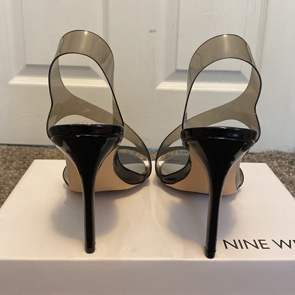 Nine West Ilene Dress Sandals Heels Black Transparent Top 4” Heel sz 9 NIB - Picture 6 of 7